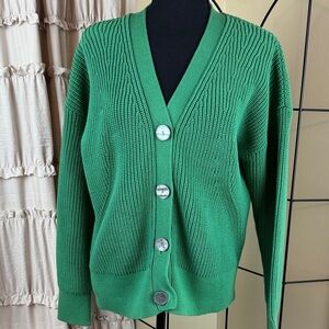 Banana Republic Green Chunky Ribbed Cardigan Sweater Size Small